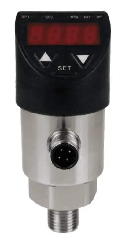 HMK 202K electronic pressure switch with 4-digit LED display and M12 connector