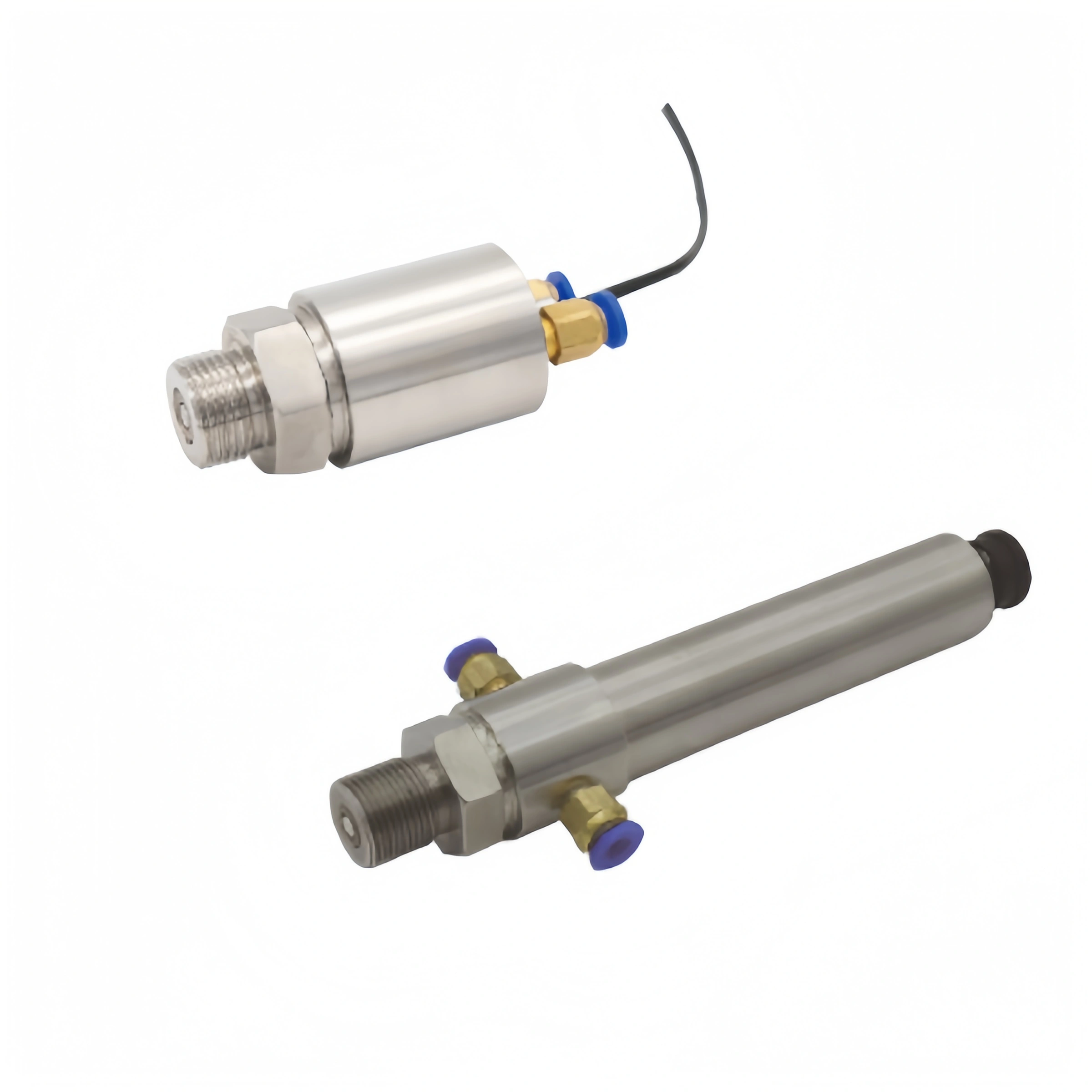 CYG409 water-cooled dynamic pressure sensor — piezoresistive 450 °C continuous body with M20×1.5 mounting and dual cooling-water ports for combustion and shock-tube testing